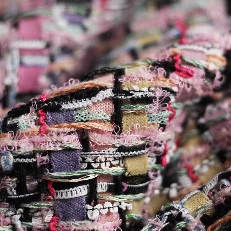 Sewing Tweed Fabric - Tecido Tweed Pesado Colorido Rosa Framboesa