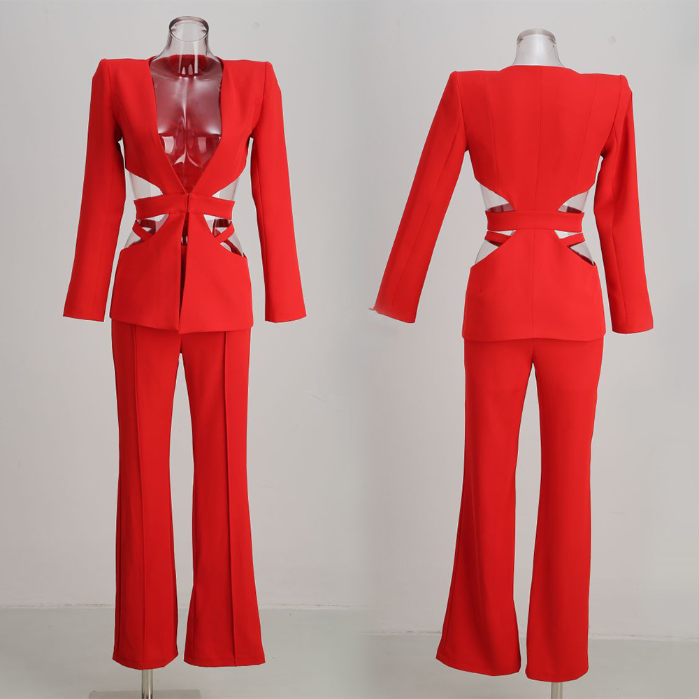 Shoulder Pad Set In - Conjunto de Blazer e Calça Sexy