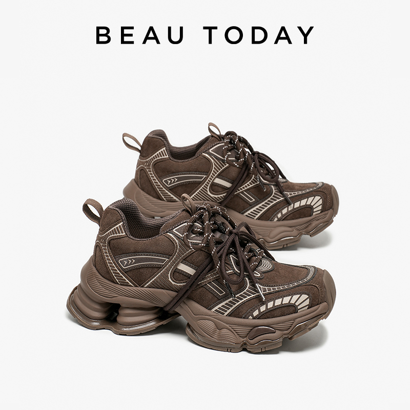 Sewing Cloth - BEAUTODAY Tênis Chunky Feminino em Couro