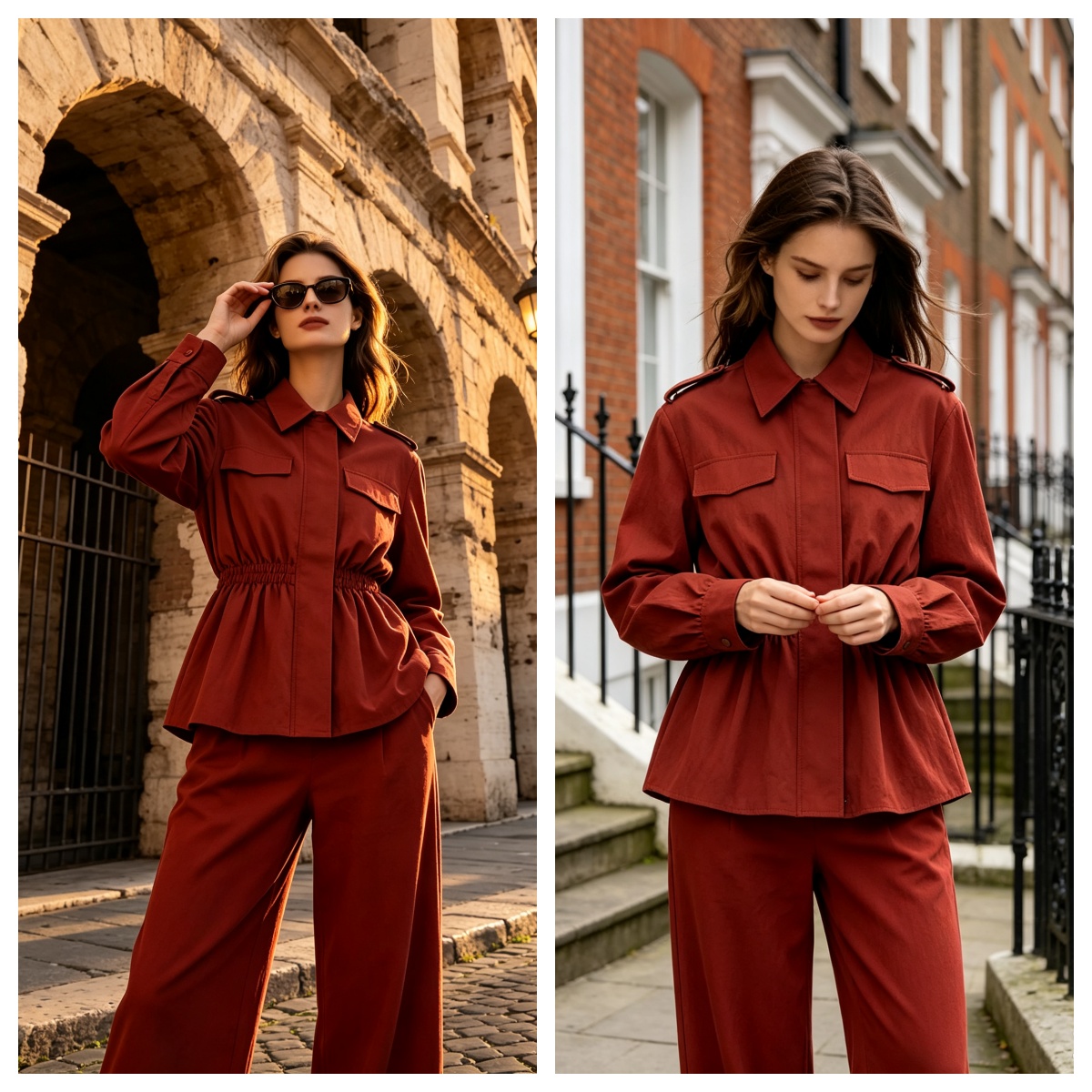Shoulder Pad Set In - Conjunto Feminino de Calças de Cintura