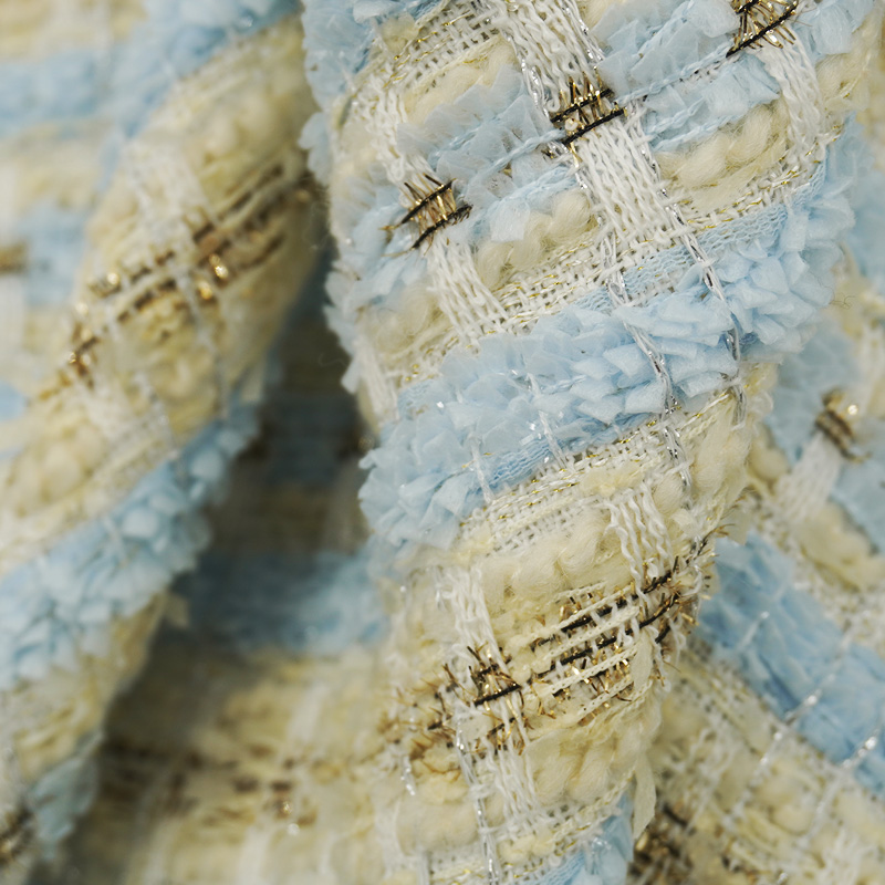 Tecido Tweed Bouclé Xadrez Azu - Sewing Tweed Fabric avaliação e preço