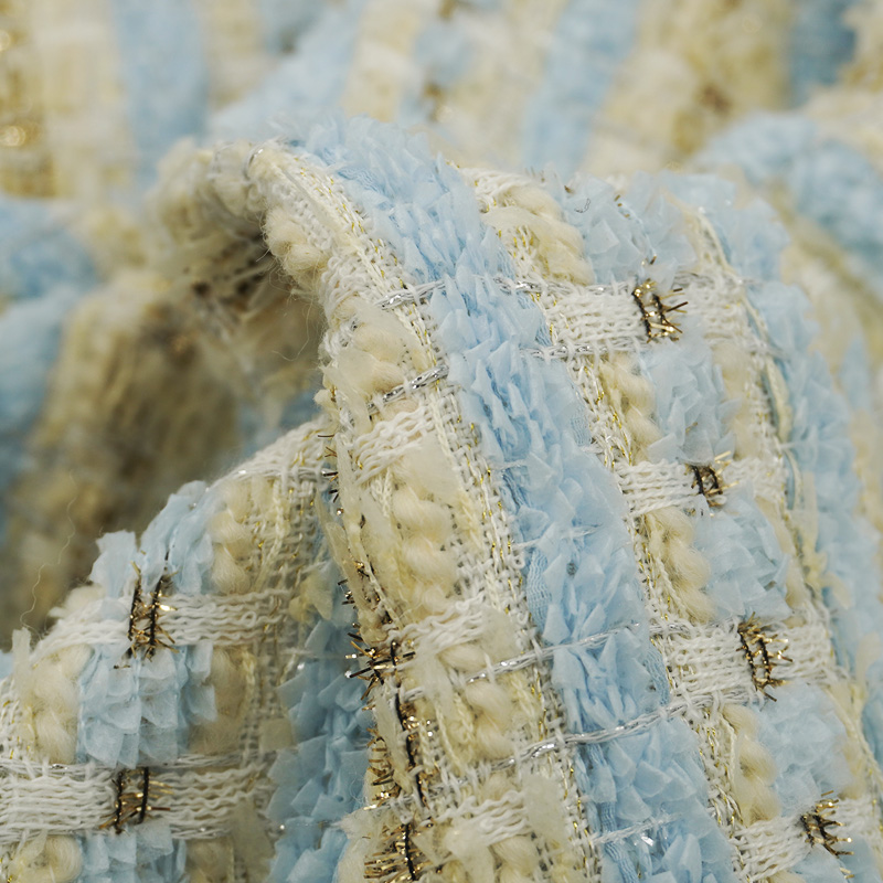 Tecido Tweed Bouclé Xadrez Azu - Sewing Tweed Fabric avaliação e preço