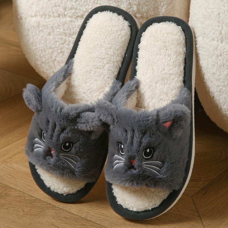 Chinelos de Pelúcia de Gato Fo - Sewing Cloth avaliação e preço