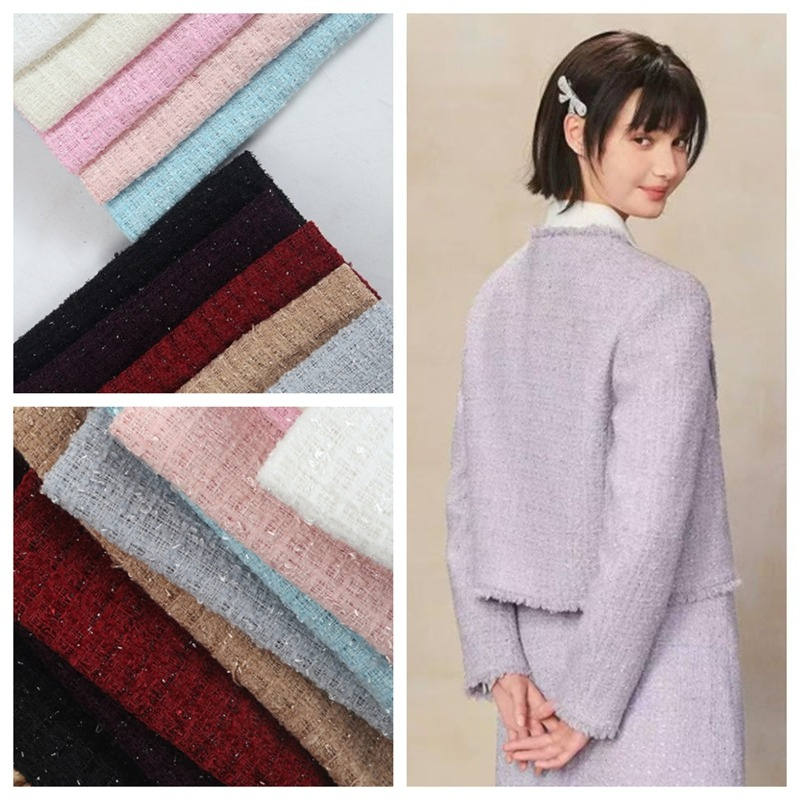 Tecido de Tweed Chenille Liso  - Sewing Tweed Fabric avaliação e preço